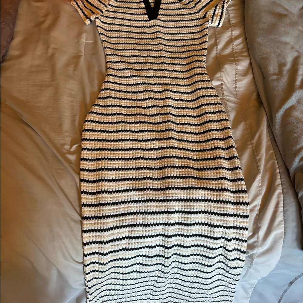 Striped Black and White Knit Dress
